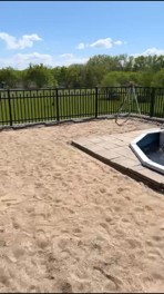 Before: old paver patio around the pool